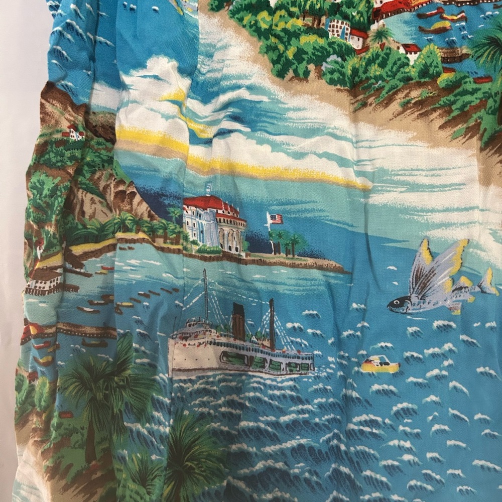 Catalina Island Print Sleeveless Short Sundress Sz L - Picture 2 of 10
